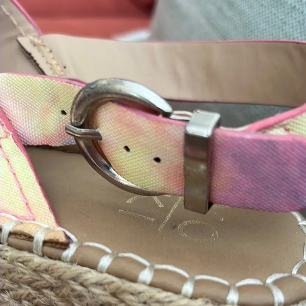 Yoki‎ Pink and Yellow Platform Sandals with Crossover Straps